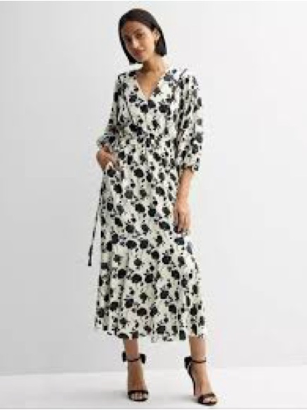 Taylor Black and White Floral Maxi Dress